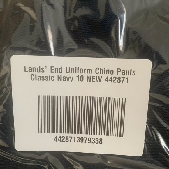 NWT LANDS' END UNIFORM GIRL'S CHINO PANTS CLASSIC NAVY 10 - Picture 6 of 6